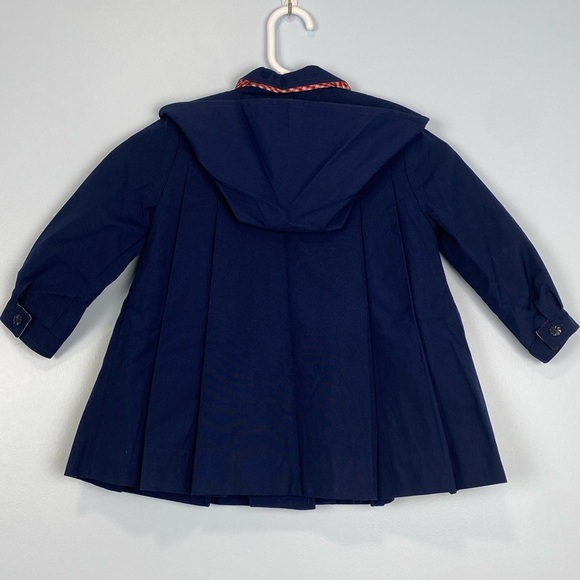 Vintage Rothschild Size 4 Girls Coat Gingham Lining Pea Coat Swing Jacket Bows - Picture 7 of 9